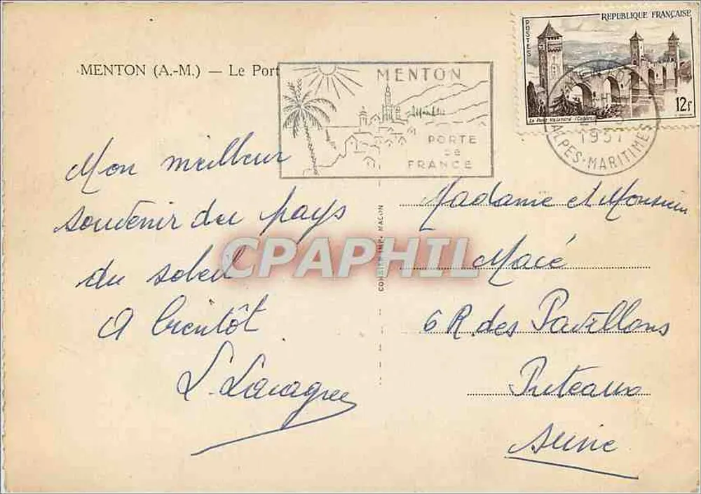 Menton — O Porto — Editor E. Rey, n° M 5 - Verso