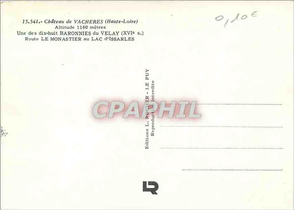 Kasteel van Vachères — Hoog-Loire — Uitgaven L. Puy - Achterkant