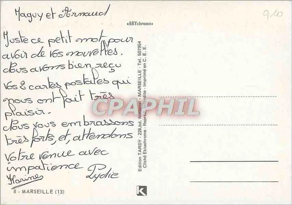 Nossa Senhora da Guarda — Marselha — Edição TARDY - Verso