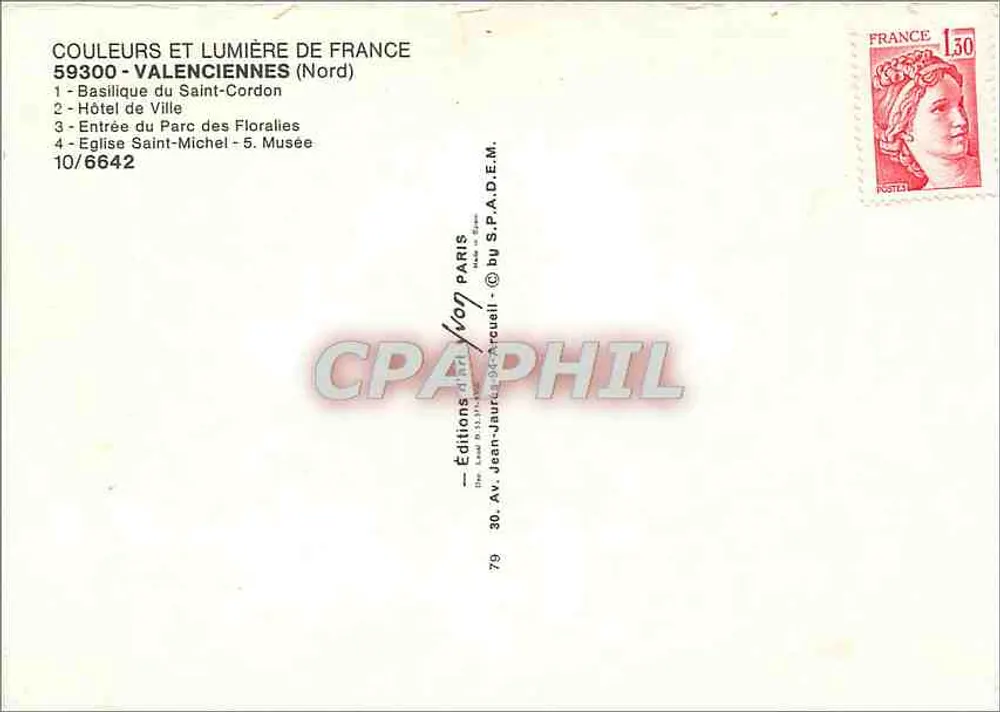 Valenciennes — Collage von Denkmälern — Éditions Jean-Jaures-Arcuelli - Rückseite