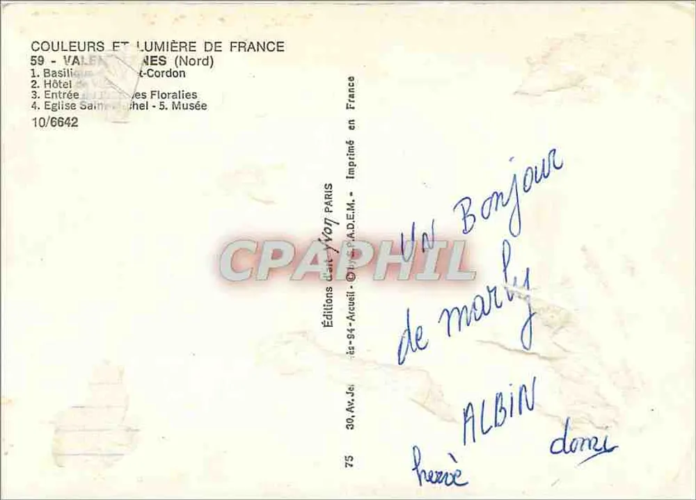 Valenciennes — Colagem de locais emblemáticos — Edições Arcueil - Verso