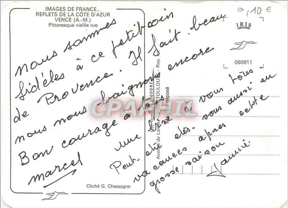 Vence — Velha rua pitoresca — Images de France, REFLETS DE LA CÔTE D'AZUR, cliché G. Chassagne - Verso