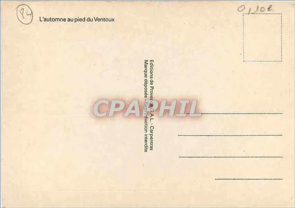 Outono no pé do Ventoux — Éditions de Provence G.A.L. - Carpentras - Verso