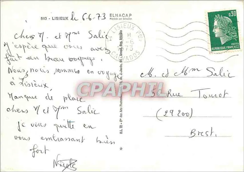 Lisieux — Widok ku bazylice, figura św. Teresy, rue au Char, le Carnel, katedra św. Piotra — Wydawca: Elnacap - Rewers