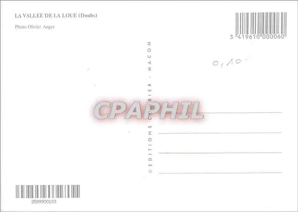 Vale da Loue — vista aérea — Éditions Couibier - Macon - Verso