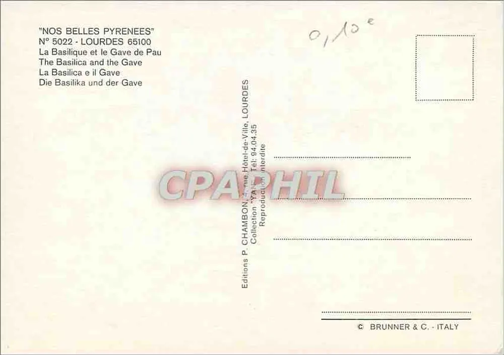 Die Basilika und der Gave de Pau — Lourdes 65100 — Editions P. CHAMBON, Italien - Rückseite