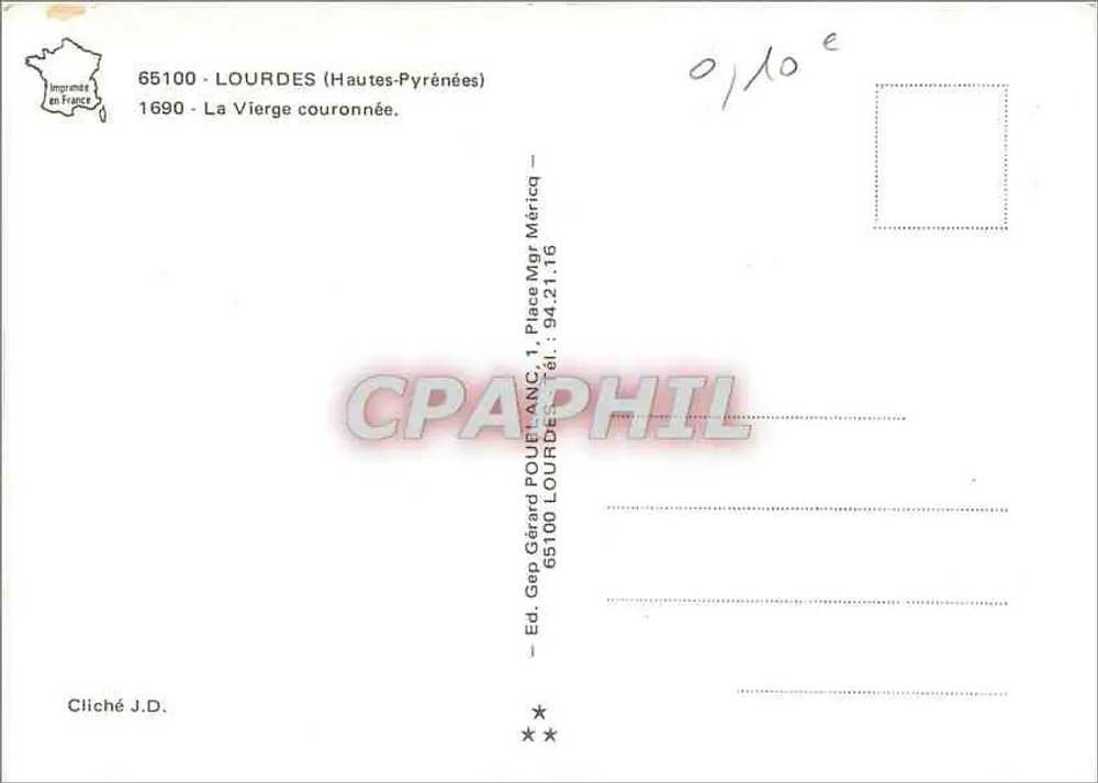 Lourdes — A Virgem coroada — Ed. Gep Gérard POULANC, Lourdes - Verso