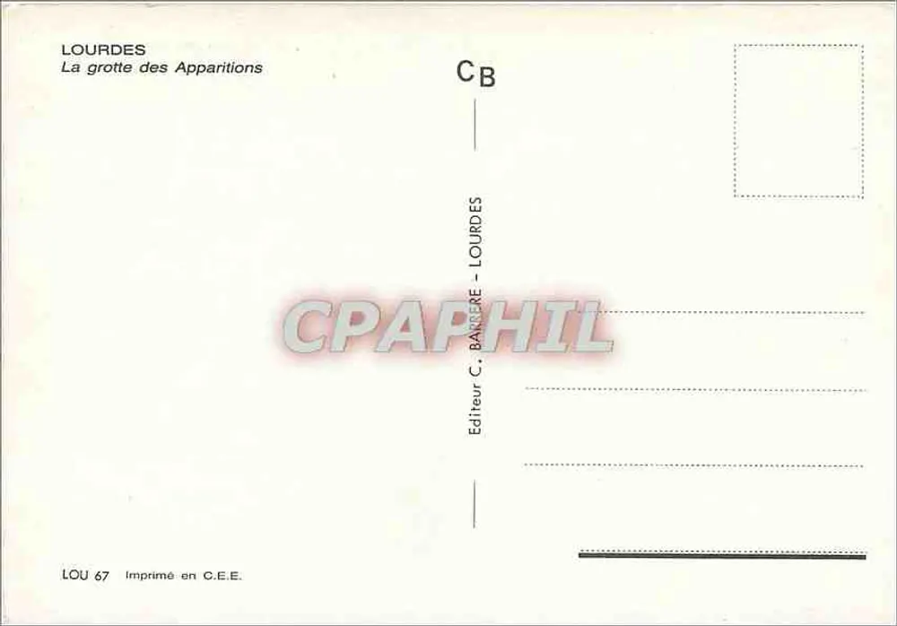 Lourdes — A gruta das Aparições — Editor C. Barrère - Verso