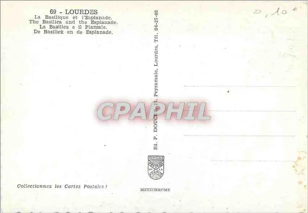 Lourdes — A Basílica e a Esplanada — Ed. P. Douche, Peyramale - Verso