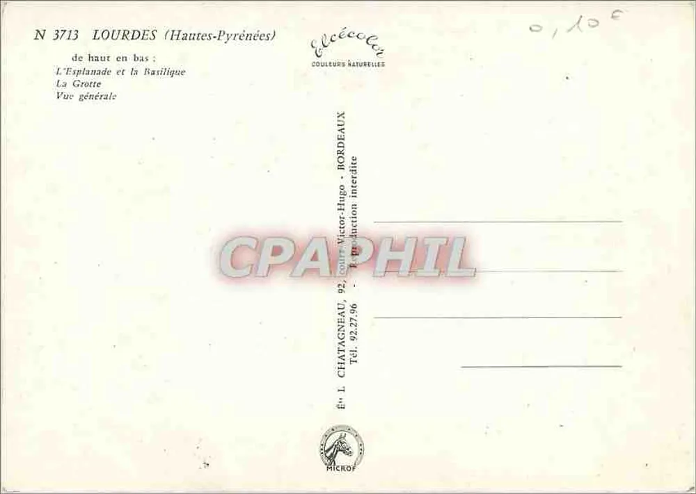 Lourdes — Panoramablick und heilige Stätten — Verlag Cécicole - Rückseite