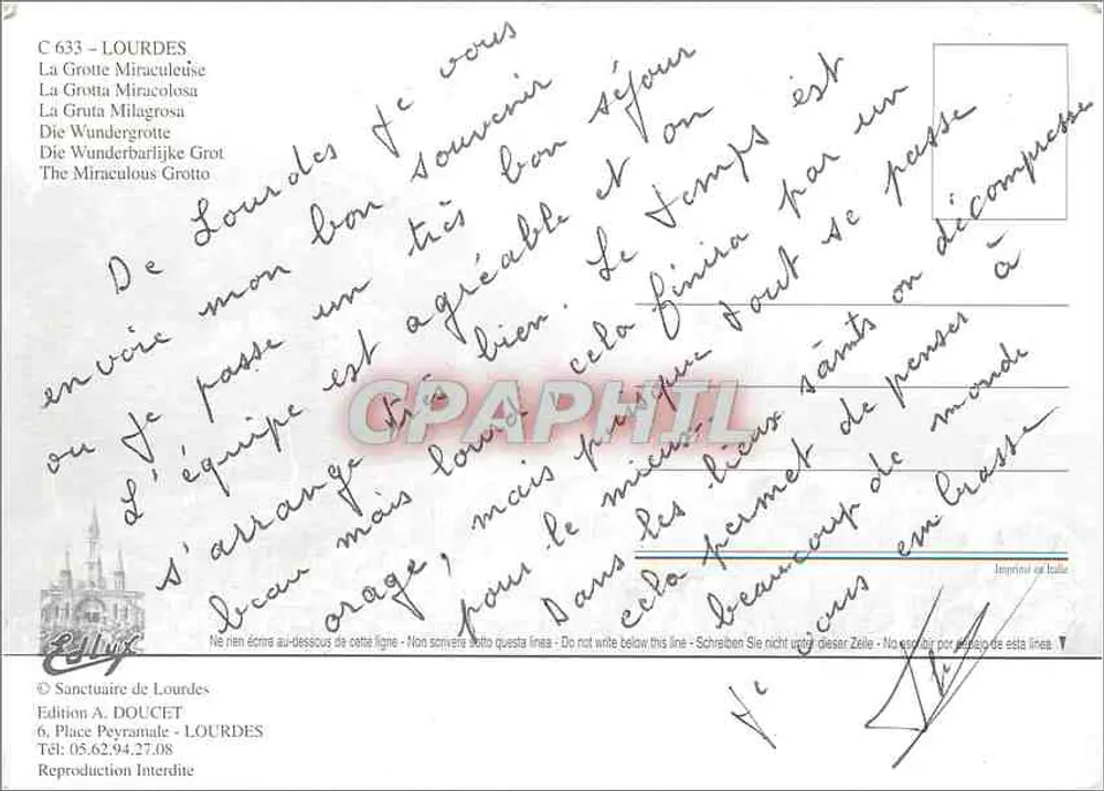 Lourdes — Grotte Miraculeuse — Edition A. DOUCET - Verso