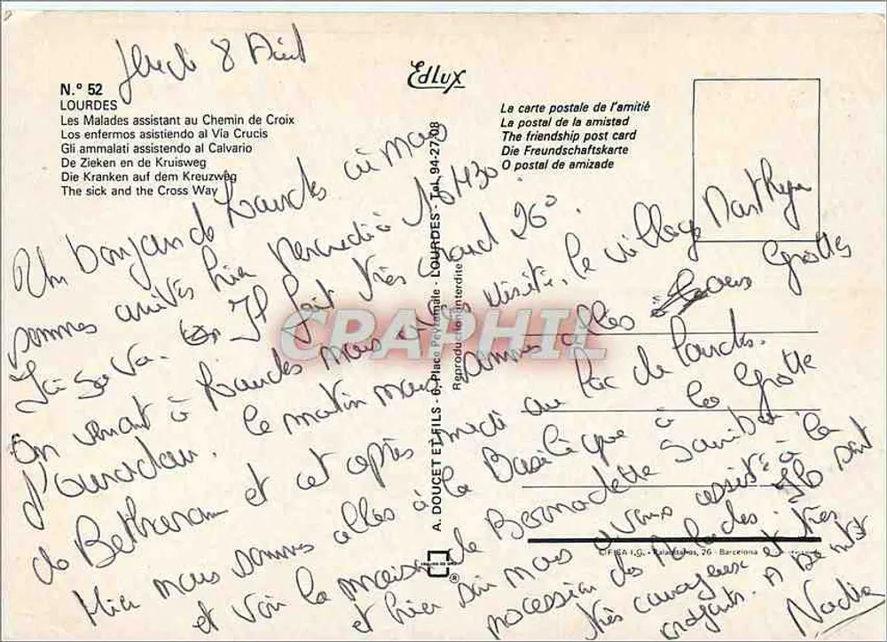 Lourdes — Prozession am Weg des Kreuzes — Éd. Doucet & Fils, Nr. 52 - Rückseite