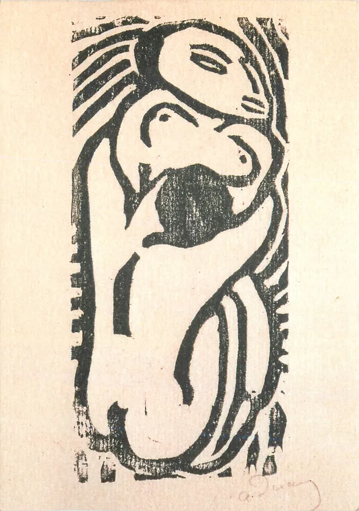 Couple enlacé — xylographie — André Derain - Recto