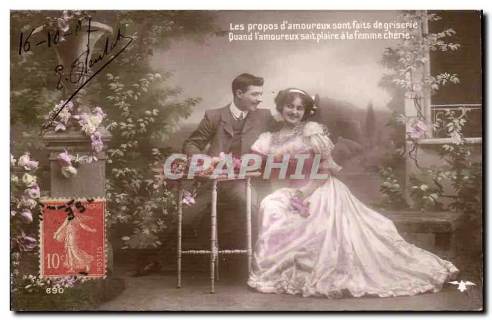 Junges Liebespaar — Garten-Szene — Verlag S. G. F. (S. G. F. Paris) Nr. 690 - Vorderseite