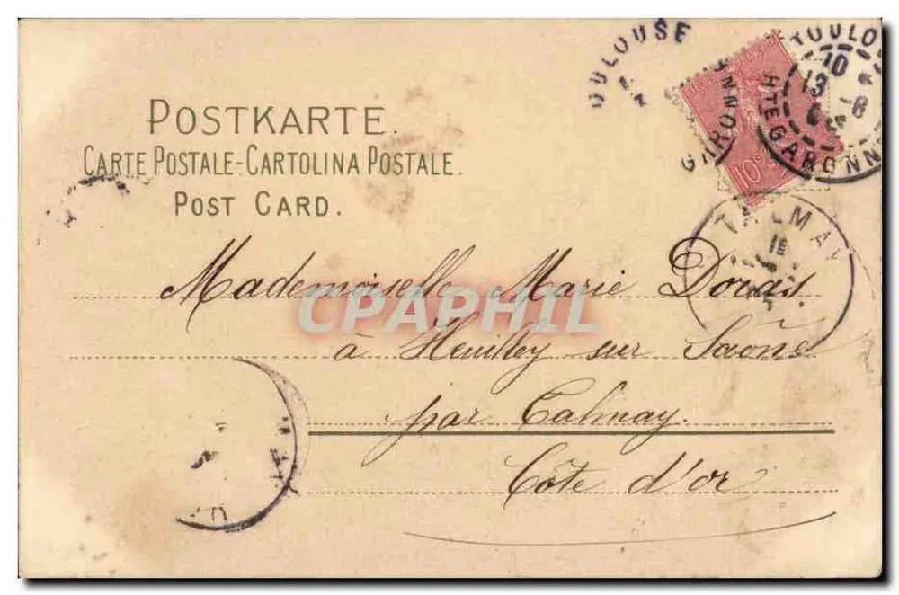 Frau in einem rosa Kleid unter einem blühenden Baum — Serie 1225, veröffentlicht von Messmer & Buch, Leipzig - Rückseite