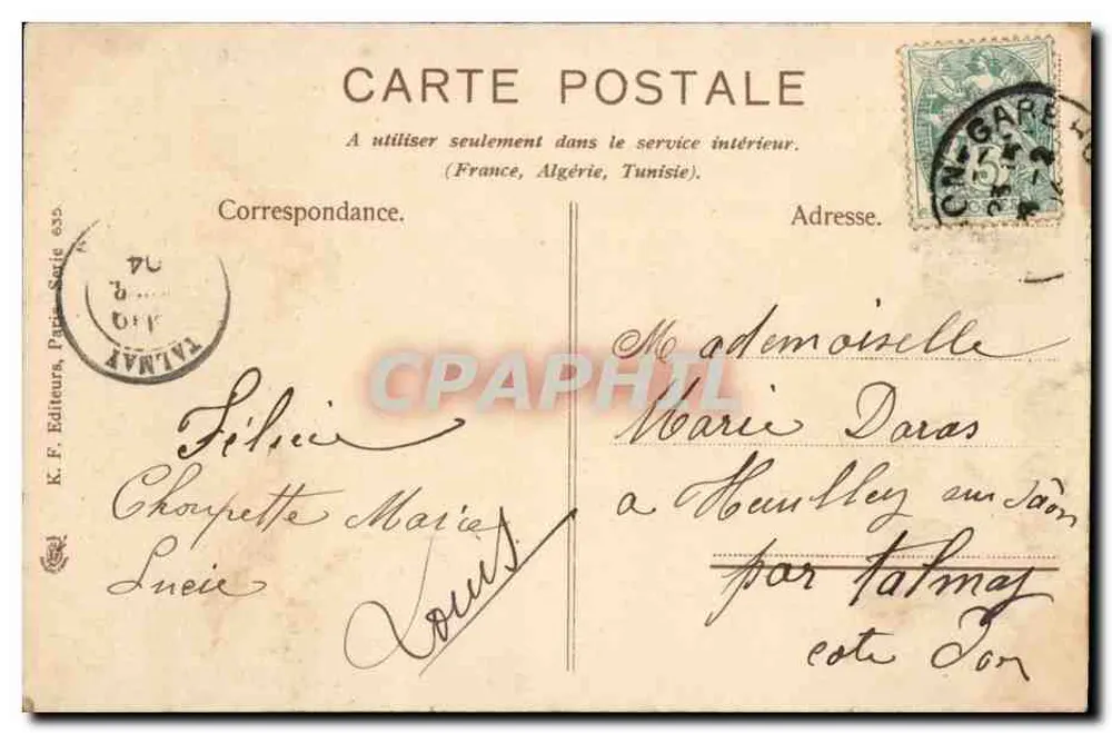 Resedas e violetas — poema de G. d'Albrays — K. F. Editeurs, Paris, Série 530 - Verso
