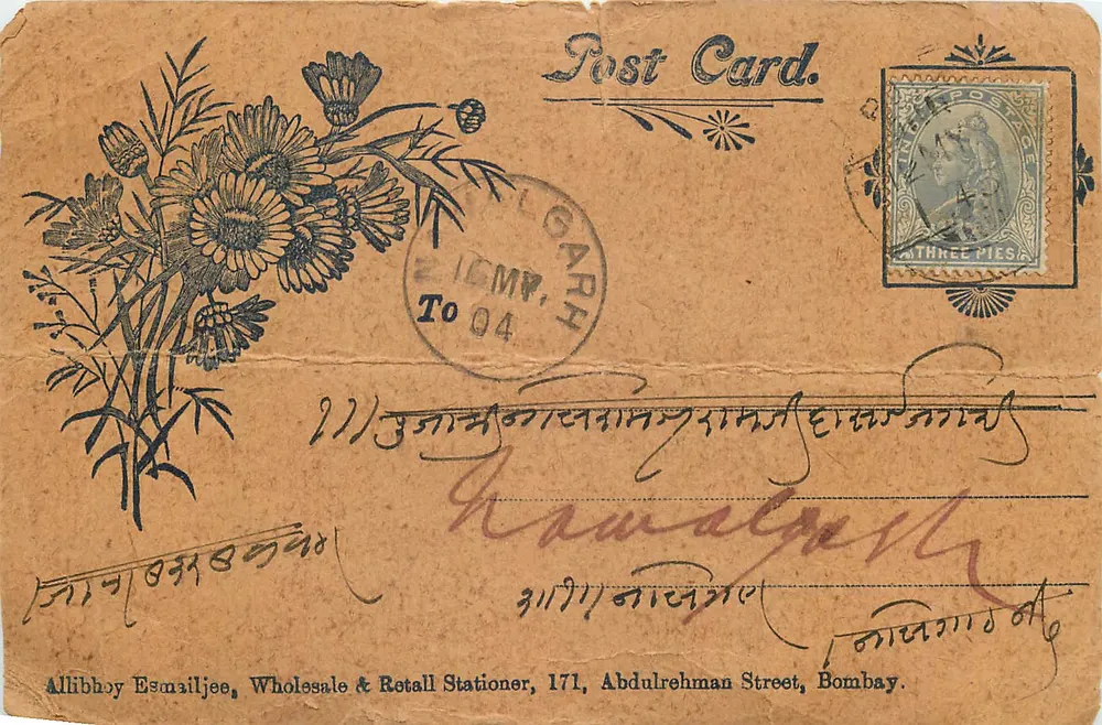 Flores — ilustração botânica — Allibhoy Esmailjee, Bombay - Frente