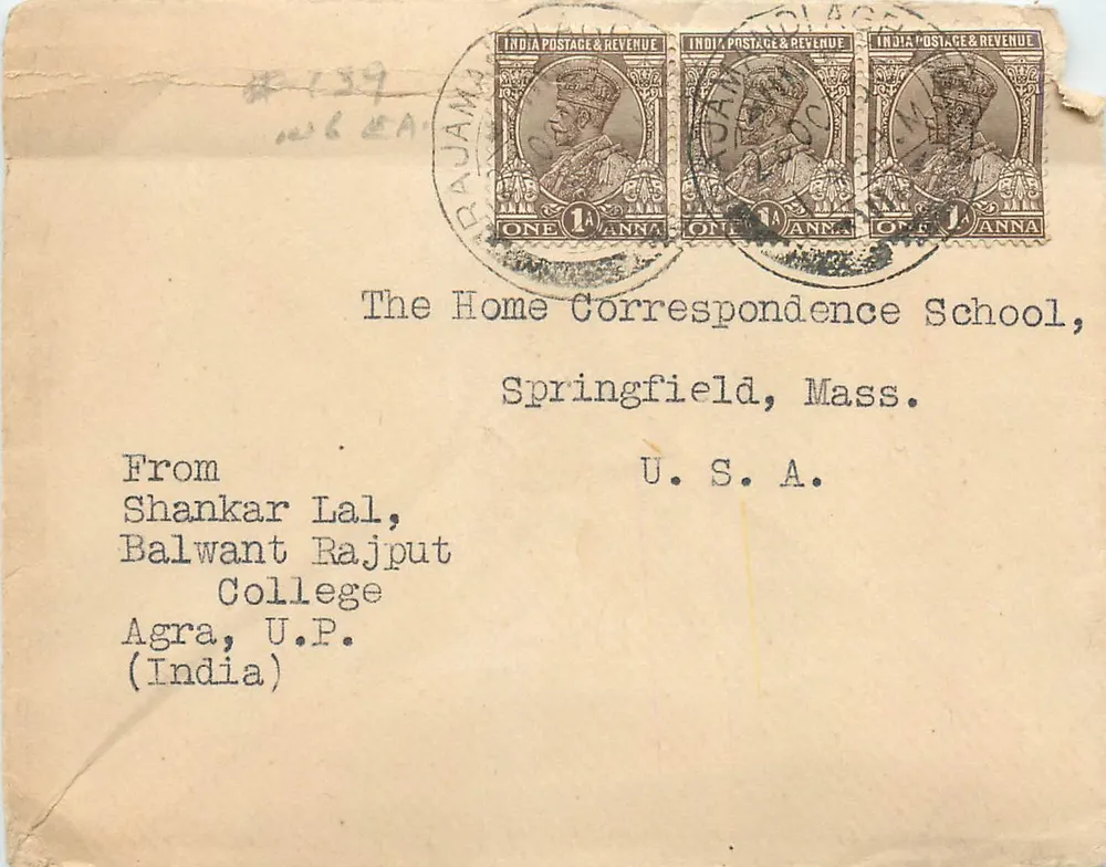 Agra — Balwant Rajput College — The Home Correspondence School, Springfield, Mass. U.S.A. - Frente