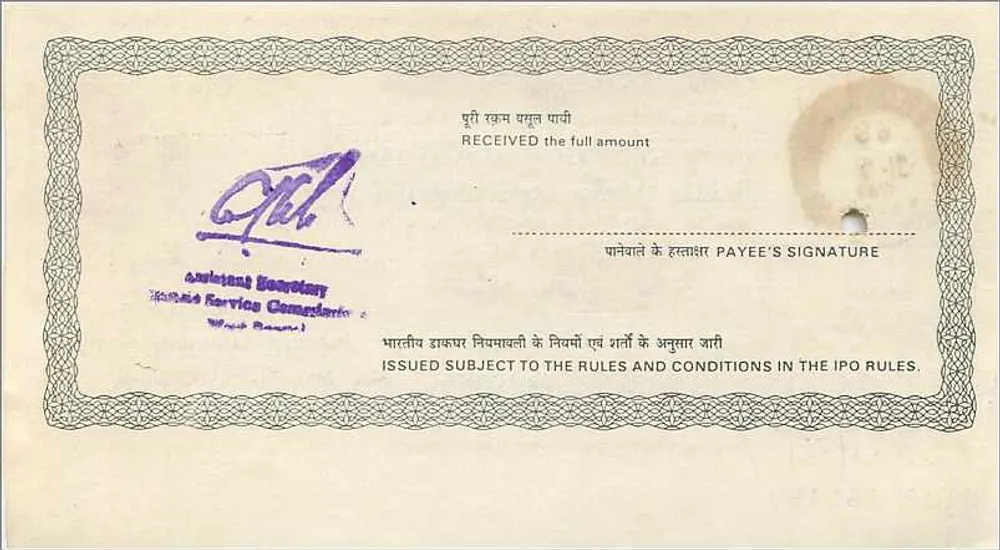 पूर्ण पोस्टकार्ड पोस्टल भारतीय — भारतीय पोस्टल आदेश — 50 रुपया — कलकत्ता - पीछे
