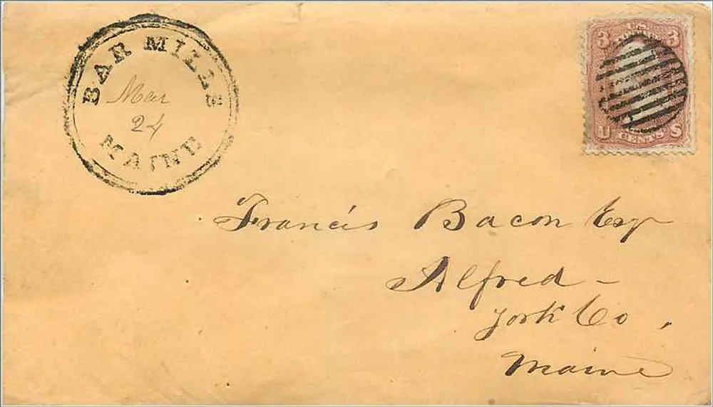 Bar Mills — Maine — Umschlag mit 3-Cent-US-Stempel - Vorderseite