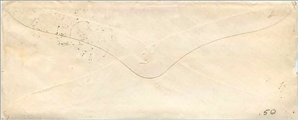 Carte postale ancienne — timbre 3 cents, oblitération 'WILKESBARRE PA 1864' — destinataire à Suffield, Conn. - Verso