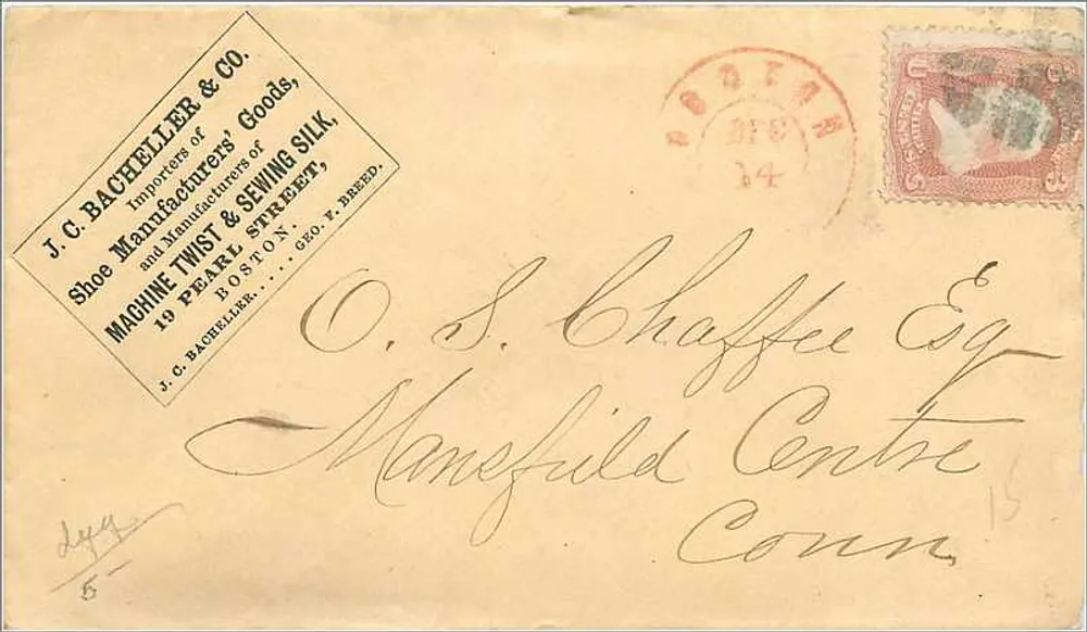 J. C. Bacheller & Co. — Importadores de mercadorias para fábricas de calçados e fio de máquina — Boston, Massachusetts — Número de série 5 - Frente