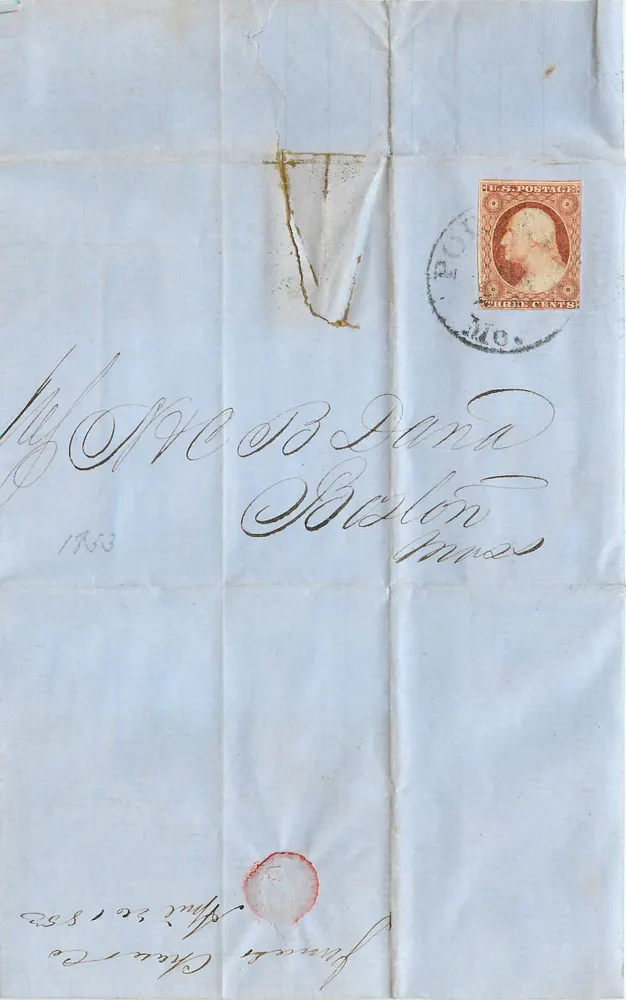 Postkarte von Boston — 1853 — Verlag unbekannt, Seriennummer nicht sichtbar - Vorderseite
