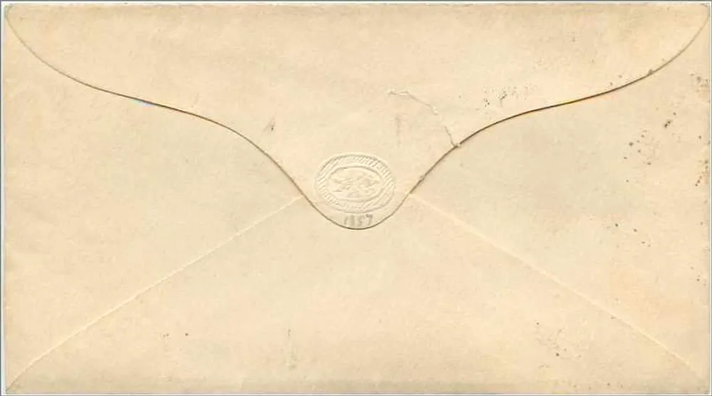 New York — Umschlag mit 3-Cent-Stempel und Poststempel — Postamt New York - Rückseite