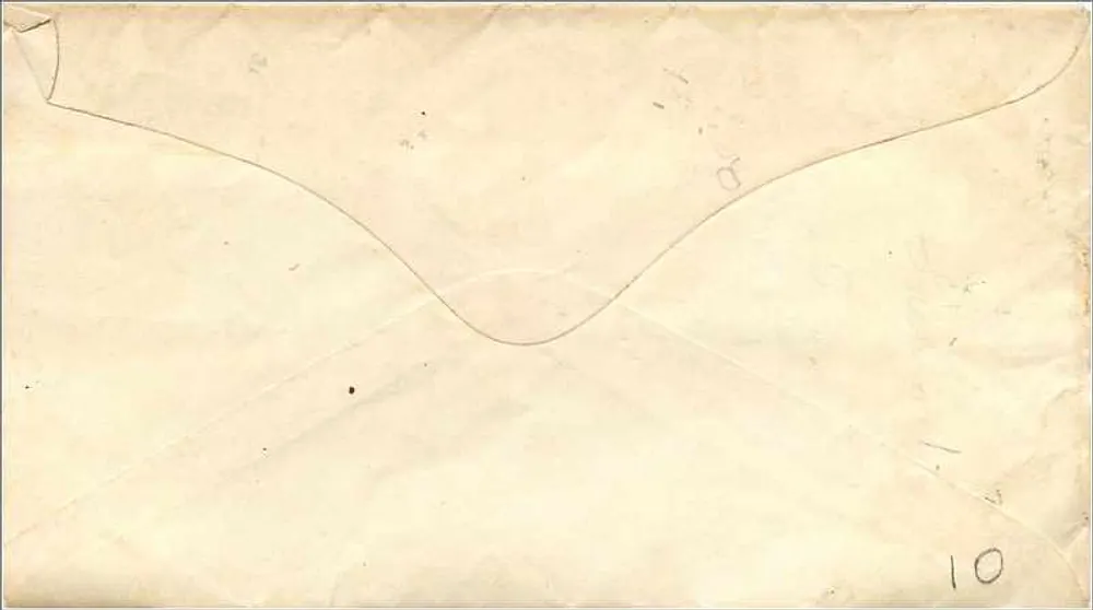 Miss Carrie C. Bartlett — South Centre, N.M. — selo de 10 centavos - Verso