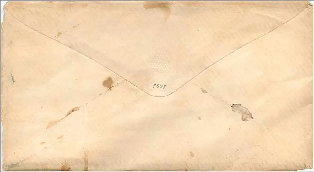 Antike Ansichtskarte — Umschlag an Miss Eveline Hitchinson in Cromwell, Conn. — Stempel und Postmarke New York - Rückseite