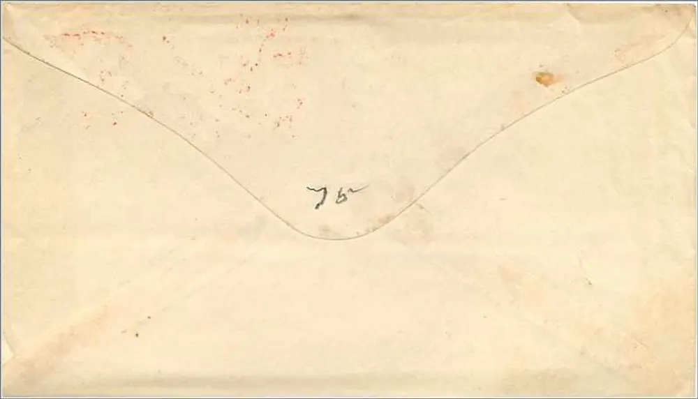 Carta postal endereçada ao Sr. Ariel B. Crocker em Boston — selo de 5 centavos e carimbo de Sandwich, Mass. - Verso