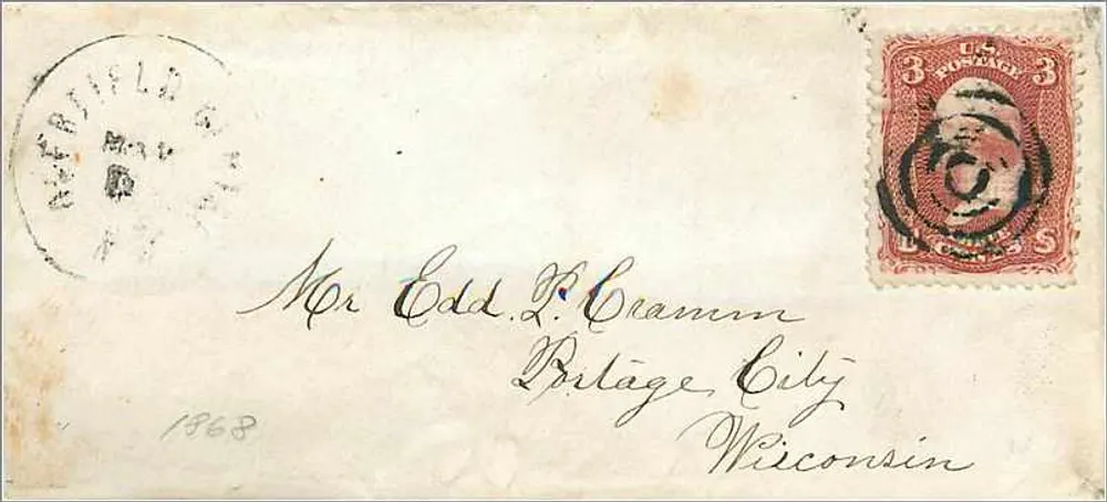Ansichtskarte — Vereinigte Staaten — 1868 — an Mr. Edd. L. Cramman, Portage City, Wisconsin - Vorderseite
