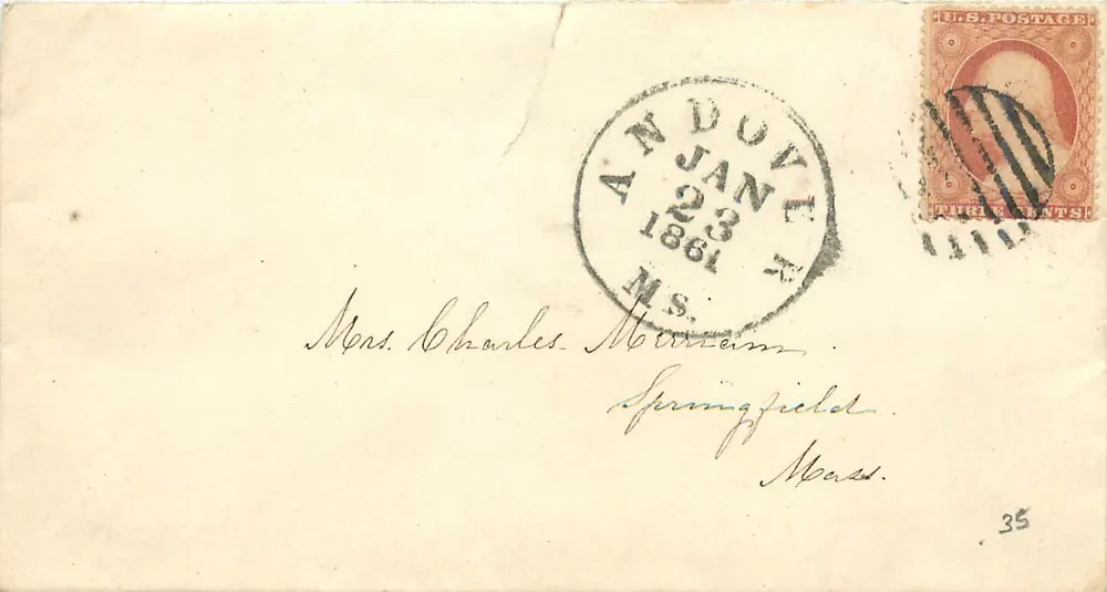 An Dovet — 23 de janeiro de 1861 — selo de 3 centavos - Frente