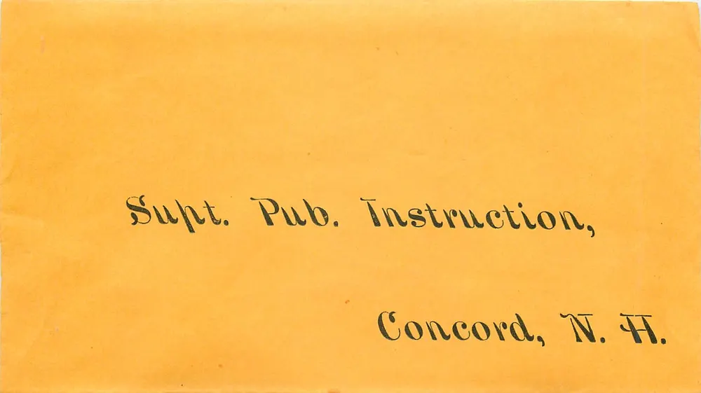 Supt. Pub. Instruction, Concord, N. H. — enveloppe jaune avec inscription manuscrite - Recto