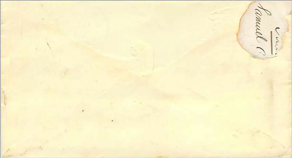 Pottsville, Penn. — Lettera a C. Towero Eq — timbro da 3 centesimi e cancellino di D. Sep 23 N.Y. - Verso