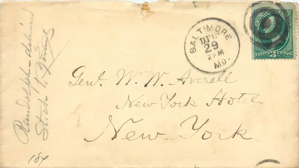 Baltimore — brief naar New York — zegel van 3 cent en poststempel van Baltimore - Voorkant