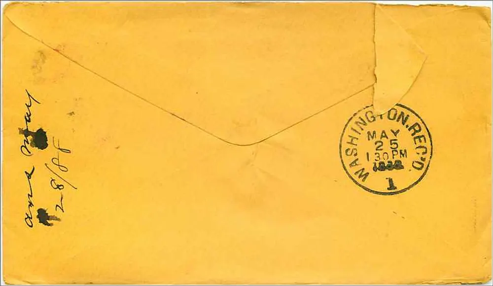 Harpersville — Miss. — 2 Cent US Briefmarke — an Washington D.C. adressiert - Rückseite