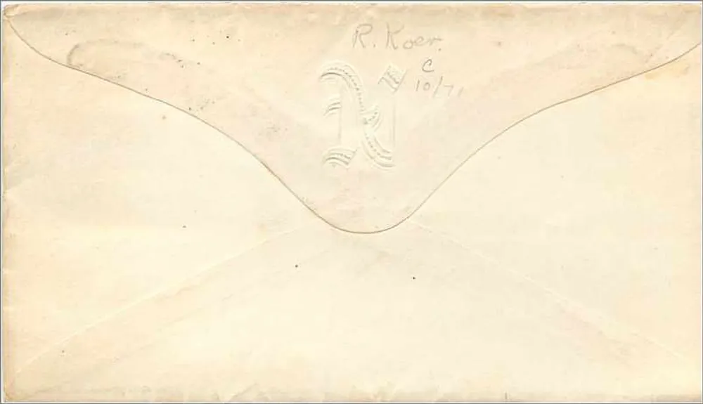 Middlebury, Vermont — carte postale envoyée vers New Orleans — R. Koer, N° 10/71 - Verso