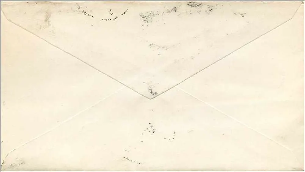 Willimant Flat, Massachusetts — carta postal enviada em 5 de agosto de 1883 — editor desconhecido, número de série 207 - Verso