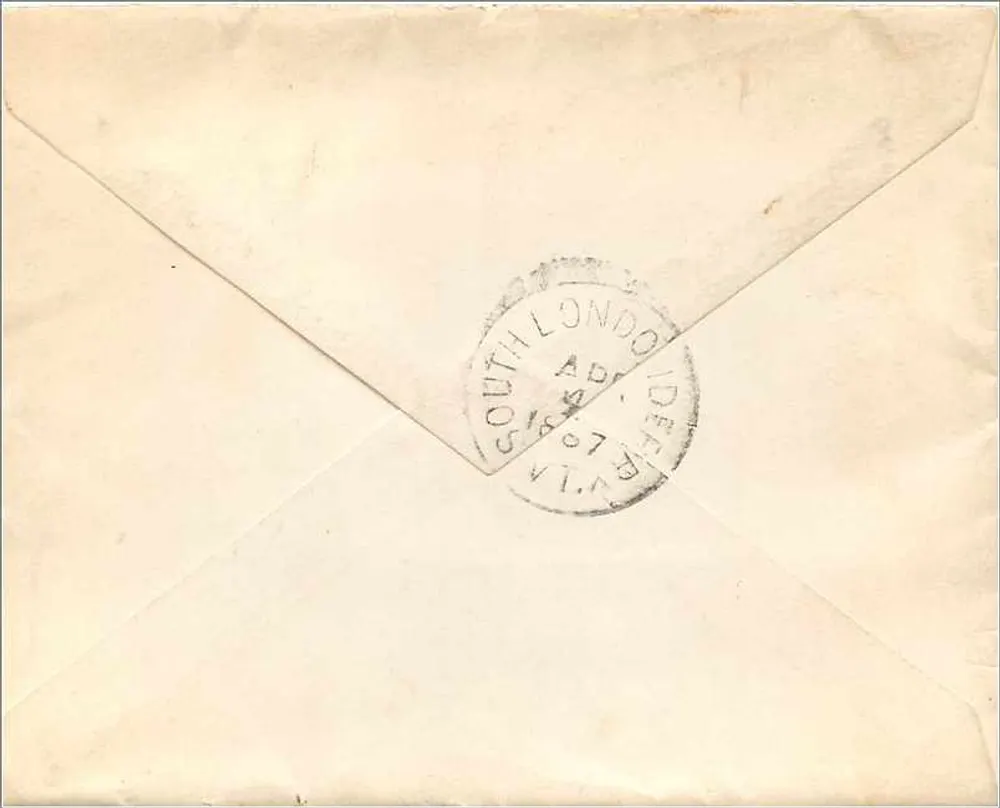 Danvers — Massachusetts — 1887 — zegel van 2 cent Washington — bestemd voor South Londonderry, Vermont - Achterkant
