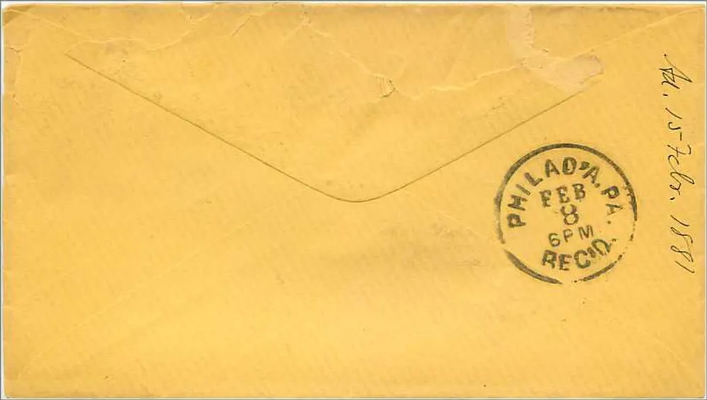 Layallton, PA — carta postal amarela com selo verde — editor desconhecido, número de série não visível - Verso