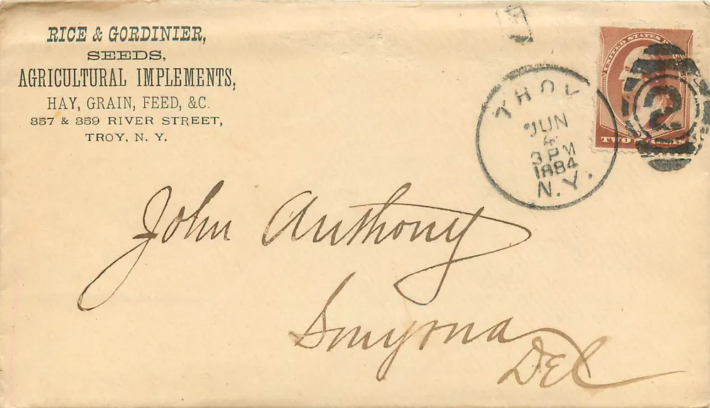 Rice & Gordinier, Implementos Agrícolas — Troy, N.Y. — 1884 - Frente