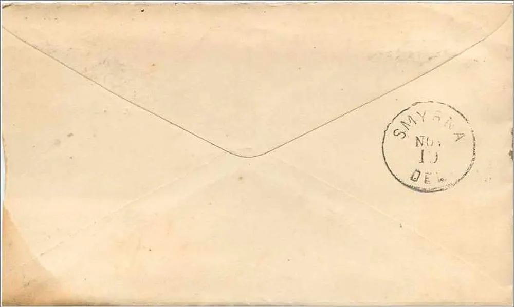 Smyrna (Turquie) — Lettre à John Anthony à Smyrna — timbre 2 cents USA - Verso