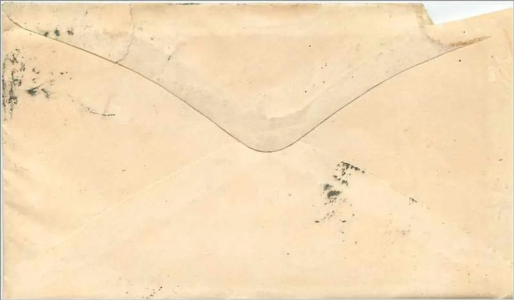 Carta postal enviada de Trincomalee — carimbo de 1860 — destinada ao Sr. John Northway para Smyrna, Delaware - Verso