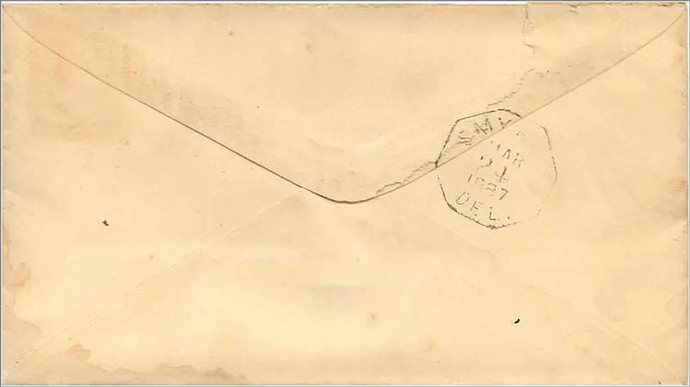 Troy, N.Y. — Envelope de retorno para H.W. Gordnier — selo de 2 centavos - Verso