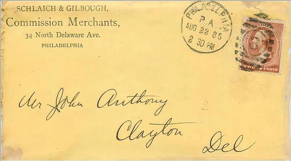 Geschäftsbriefumschlag — Schlaich & Gilbough, Kommissionshändler — Philadelphia, PA - Vorderseite