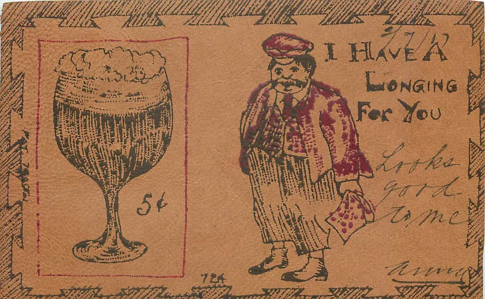 Bière et homme en costume — 'I Have A Longing For You' — éditeur inconnu, n° 72A - Recto