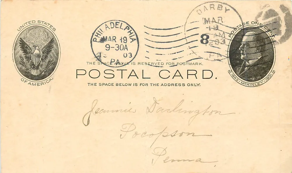 Amerikanische Ansichtskarte — Philadelphia, 1903 — Verlag United States of America, Seriennummer nicht sichtbar - Vorderseite