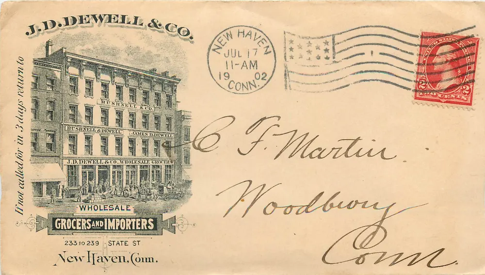 J.D. DEWELL & CO. — BUSHNELL & CO. — New Haven, Conn. — 1902 - Vorderseite