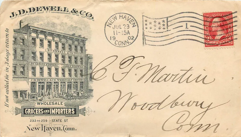 J.D. Dewell & Co. — Lebensmittelgeschäft — New Haven, Conn. - Vorderseite